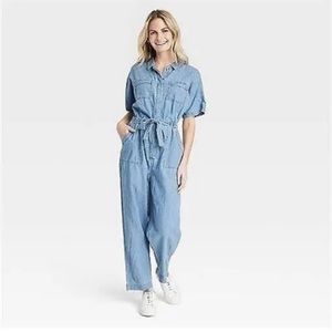 Universal Thread Chambray Denim Boiler Suit Jumpsuit Short Sleeve XL